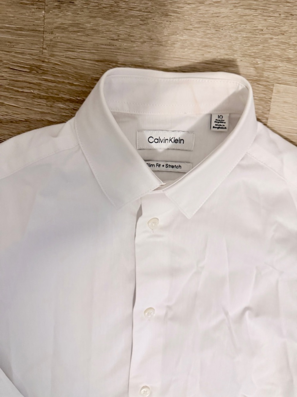 Calvin Klein White Slim Fit Stretch Dress Shirt - Classic Point Collar